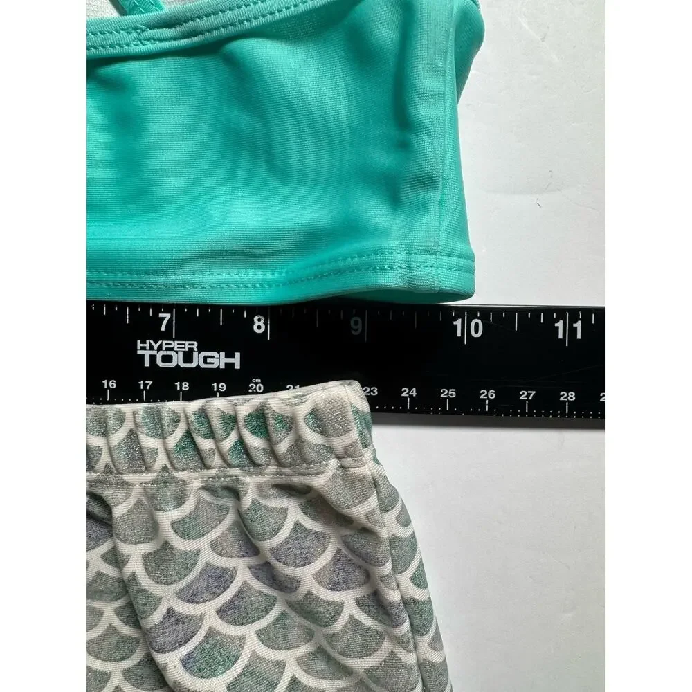 Floatimini Girls Size 6 Mermaid 3 Piece Swimsuit Bikini Tail Skirt Tulle Set
